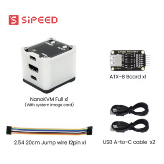 Sipeed NanoKVM Full White IP-KVM device with ATX board and cables for remote server control